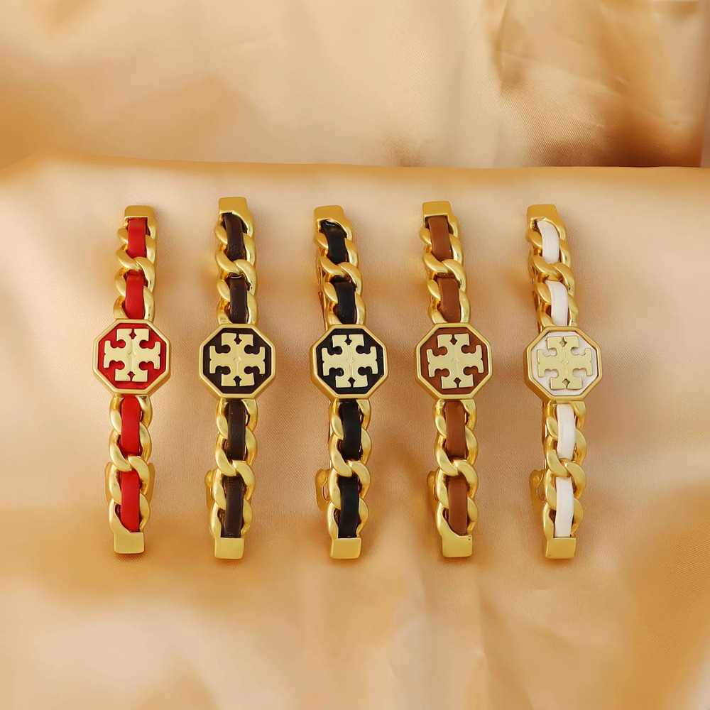 Tory Burch Classic Gold Plated Leather Hair Clip Headwear
